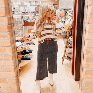 White crow striped sweater